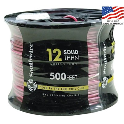 Southwire 500-ft 12-AWG Solid Red Copper THHN Wire (By-the-Roll)