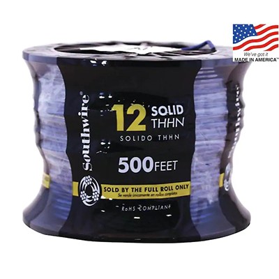 Southwire 500-ft 12-AWG Solid Blue Copper THHN Wire (By-the-Roll)