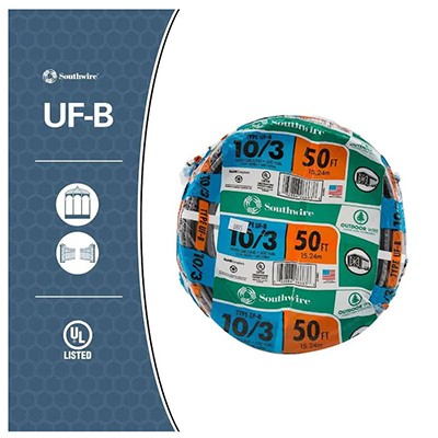 Southwire 50-ft 10/3 UF Wire (By-the-Roll)