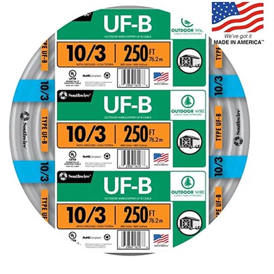 Southwire 250-ft 10/3 UF Wire (By-the-Roll)