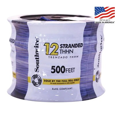 Southwire 500-ft 12-AWG Stranded Blue Copper THHN Wire (By-the-Roll)