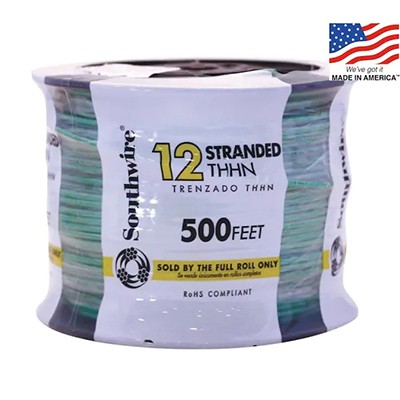 Southwire 500-ft 12-AWG Stranded Green Copper THHN Wire (By-the-Roll)