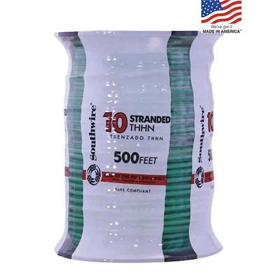 Southwire 500-ft 10-AWG Stranded Green Copper THHN Wire (By-the-Roll)