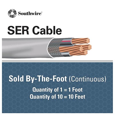 Southwire 1-ft 3-3-3-5 Copper Ser Service Entrance Cable (By-the-Roll)