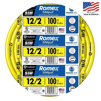Southwire Romex SIMpull 100-ft 12/2 Non-Metallic Wire (By-the-Roll)