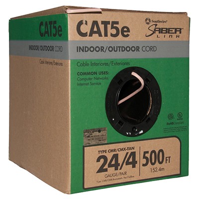 Southwire 500-ft 24/4 CAT 5E Indoor/Outdoor Beige Data Cable Box