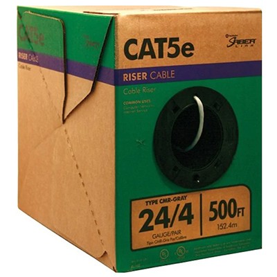 Southwire 500-ft 24 4 Cat 5e Riser Gray Data Cable Pull Box