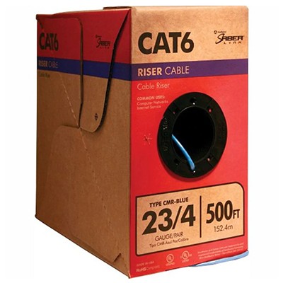 Southwire 500-ft 23 AWG/4 Cat 6 (Ethernet) Riser Blue Data Cable Pull Box