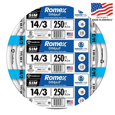 Southwire Romex SIMpull 250-ft 14/3 Non-Metallic Wire (By-the-Roll)