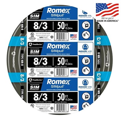 Southwire Romex SIMpull 50-ft 8/3 Non-Metallic Wire (By-the-Roll)