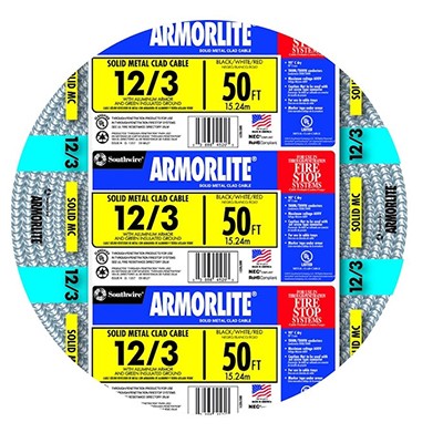 Southwire Armorlite 50-ft 12/3 Solid Aluminum MC Cable